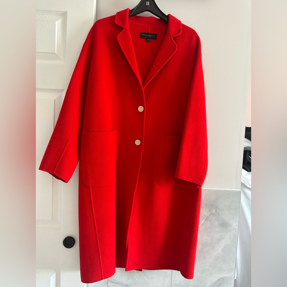 DonnaKaran red 100% wool coat